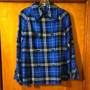 Jones Wear Petite Blue Plaid Jacket